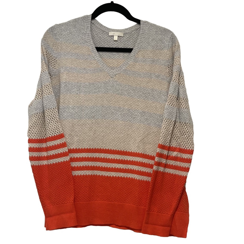 Lisa Todd Striped Colorblock Sweater Cotton Cashmere Oversized Size M